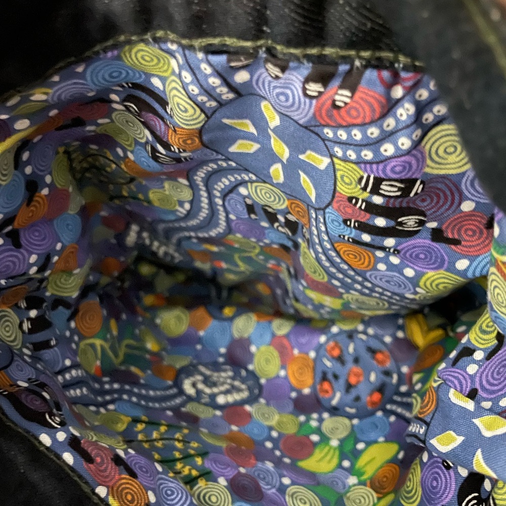 Embroidered Denim Shoulder bag with Colorful Scarf - Picture 6 of 9